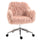 Vanity Chair, Faux Fur Desk Chair with Adjustable Height and Wheels for Makeup Room, Swivel Chair, Pink