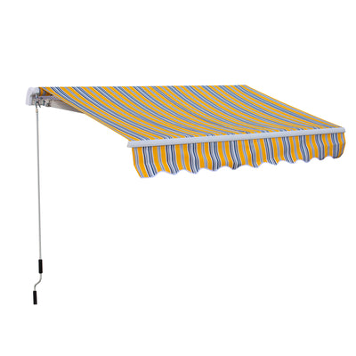 8' x 7' Manual Retractable Sun Shade Patio Awning - Mixed Color