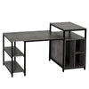 68 Inch Office Table Computer Desk Workstation Bookshelf with CPU Stand, Spacious Storage Shelves & Chic Modern Woodgrain Design, Grey