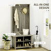 Classic Hall Tree, Accent Coat Tree with Shoe Storage Bench, Adjustable Shelves, 31.5" x 15.5" x 67.5", Grey