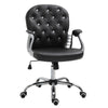 Rolling Chair Armchair Vanity Middle Back Office Chair Tufted Backrest Swivel Rolling Wheels Task Chair With Height Adjustable And Armrests