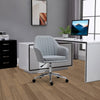 Leisure Office Chair Linen Fabric Swivel Scallop Shape Computer Desk Chair Home Study Bedroom with Wheels  Light Grey