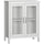 Modern Bathroom Cabinet, Bathroom Storage Organizer with Double Glass Doors and Adjustable Shelf, White