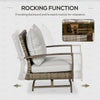 4 Piece Patio Furniture Set with Cushions, Outdoor Conversation Sets with Rattan Rocking Chair, Wicker Loveseat and Aluminum Coffee Table for Backyard, Lawn and Pool, Light Gray