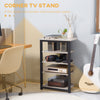 Small Corner TV Stand Shelf for Up to 29 Inches, Home Entertainment Center with Storage Shelves, Wooden & Steel, Living Room Storage, Grey