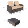 Outdoor 3pc PE Rattan Wicker Patio Love Seat Lounge Chair Set