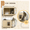 3 in 1 Litter Box Enclosure Hidden Kitty House Cat Tree, Cat Washroom Storage Bench with Double Doors, Multiple Layers, Scratching Posts, Soft Cushion