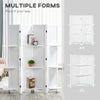 4 Panel 67" Wood Wall Divider Room Divider with 3 Display Shelves, and Folding Storage for Bedroom or Home Office, White