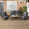 4 Piece Patio Furniture Set with Cushions, Outdoor Conversation Sets with Rattan Rocking Chair, Wicker Loveseat and Aluminum Coffee Table for Backyard, Lawn and Pool, Gray