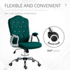 Velvet Office Chair Desk Chair with 360 Degree Swivel Wheels Adjustable Height Tilt Function Dark Green