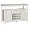 Modern Sideboard, Wooden Kitchen Buffet Cabinet with Drawer and 12-Bottle Wine Rack for Living Room, White