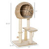 Modern Cat Tree with Sisal Scratching Post Condo and Hanging Rope 44.5"H, Beige