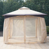 10' x 10' Outdoor Gazebo with Mesh Netting Sidewalls for Shade, Patio Gazebo Canopy with 2-Tier Soft Top Roof and Steel Frame for Lawn