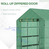 7' x 5' x 6' Walk-in Greenhouse PE Cover, 3-Tier Shelves, Steel Frame Hot house, Roll-Up Zipper Door for Flowers, Vegetables, Green