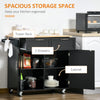 Modern Rolling Kitchen Island Cart Storage Kitchen Cart Kitchen Utility Cart with Adjustable Shelving, Black