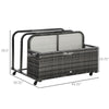 Patio Wicker Pool Float Storage Basket, Outdoor PE Rattan Pool Caddy with Rolling Wheels for Floats, Paddles, Towels, Accessories, Grey