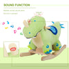 Kids Plush Ride-On Rocking Horse Toy Dinosaur Ride on Rocker - Green with Realistic Sounds