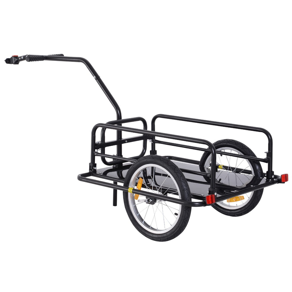Foldable Bike Cargo Trailer Cart with Hitch, 80lbs Capacity, 16in Wheels, Black