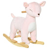 Kids Plush Ride-On Rocking Horse Deer-shaped Plush Toy Rocker with Realistic Sounds for Child 36-72 Months Pink