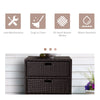 32" Poolside Rattan Wicker Patio Organizer Storage Cabinet with 3 Large Drawers & Weather-Fighting Materials
