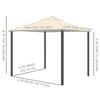 10' x 10' Outdoor Patio Gazebo Canopy with 2-Tier Polyester Roof, Mesh Netting Sidewalls, and Steel Frame Beige