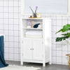 Bathroom Floor Storage Cabinet, Free Standing Side Cabinet with Double Doors and Adjustable Shelves for Living Room Entryway, White