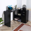 L Shaped Corner Computer Desk Workstation with Rotating Storage Shelves and Drawer for Home & Office, Black