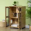 Cat House with Cat Tree Inside, Kitty Cage with Scratching Posts, Condo, Pet Enclosure with Lockable Wheels, Flap Door, Cushion, Oak