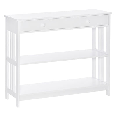 Console Table with Drawers and 2 Shelves Modern Sofa Table for Entryway Living Room Bedroom White