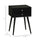 Modern Side End Table with 2 Drawers, Nightstand with Solid Wood Legs, Living Room, Bedroom Furniture, Black