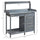 Potting Bench Table with Storage Cabinet and Open Shelf, Garden Planting Workstation with Steel Tabletop, Grey