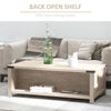 Farmhouse Coffee Table with Drawer and Storage Open Shelf for Living Room, Oak