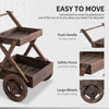Wooden Rustic 2-Level Elevated Garden Plant Bed/Stand with Wheels for Movement & Classic Look/Aesthetic