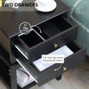 Modern Sofa Side Table with 2 Storage Drawers, End Table with Bottom Shelf for Living Room, Bedroom, Black