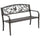 50" Vintage Animal Pattern Garden Cast Iron Patio Bench, Outdoor Furniture Loveseat Chair with Backrest and Armrest for Lawn, Porch, Brown