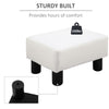 Modern Faux Leather Upholstered Rectangular Ottoman Footrest with Padded Foam Seat and Plastic Legs, Bright White