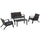 4-Piece Patio Sofa Set Outdoor Wicker Patio Conversation Sets with Removable Cushion and Coffee Table for Balcony, Backyard Black and Grey