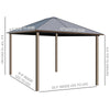 10' x12' Hardtop Gazebo with Aluminum Frame, Permanent Metal Roof Gazebo Canopy with 2 Hooks, Curtains and Netting for Garden, Brown