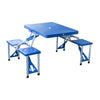 Camping Table with 4 seat Portable Foldable Picnic Table Set with Four Chairs and Umbrella Hole, Aluminum Fold Up Travel Picnic Table, Blue