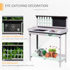 Outdoor Wooden Potting Bench Table with Removable Sink, Garden Work Station with Chalkboard, Drawer, Open Shelf Storage