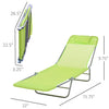 Portable Sun Lounger, Lightweight Folding Chaise Lounge Chair w/ Adjustable Backrest & Pillow for Beach, Poolside and Patio, Green