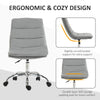Armless Office Chair Ergonomic Computer Desk Chair Mid-Back Upholstered Task Chair with PU Leather, Adjustable Height and Swivel Seat, Grey