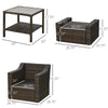 5-Piece PE Rattan Outdoor Patio Armchair Set with 2 Chairs, 2 Ottomans, Coffee Table Conversation Set, & Durable Build, Beige