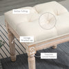 15.75" Vintage Ottoman, Tufted Foot Stool with Upholstered Seat, Rustic Wood Legs for Bedroom, Living Room, Beige