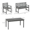 6 Pieces Patio Dining Set for 6, Natural Wood Outdoor Table and Chairs, Loveseats with Slatted Design, Dark Gray