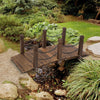 5 ft Wooden Garden Bridge Arc Footbridge with Metal Chain Railings & Solid Fir Construction, Stained Wood