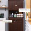 72" Kitchen Buffet with Hutch, Freestanding Pantry Cupboard with Utility Drawer, 2 Door Cabinets and Countertop, Brown