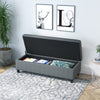 49" Large Tufted Linen Fabric Ottoman Storage Bench With Soft Close Top for Living Room, Entryway, or Bedroom, Light Grey