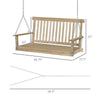 2-Seater Hanging Porch Swing Outdoor Patio Swing Chair Seat with Slatted Build and Chains, 440lbs Weight Capacity, Natural