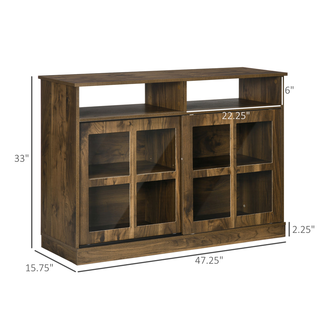 Modern Sideboard with Shelves, Buffet Cabinet with Storage Cabinets, Adjustable Shelf, Sliding Doors for Living Room, Kitchen, Walnut